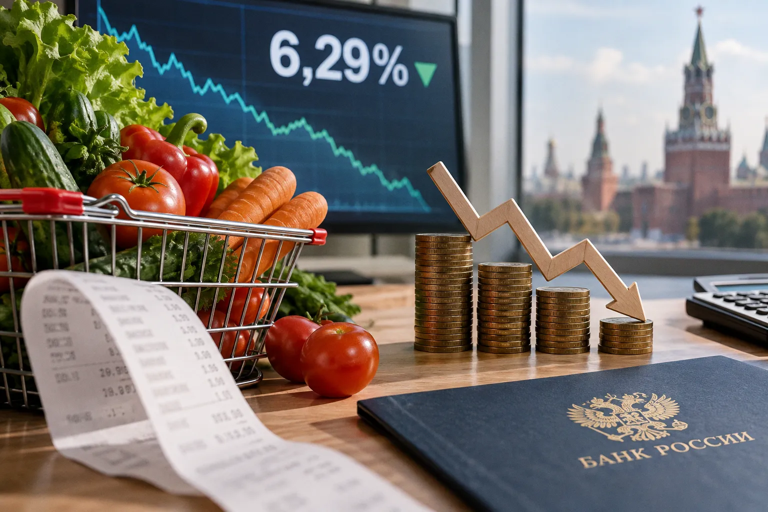 Динамика цен в РФ: инфляция замедлилась до 6,29% на фоне удешевления овощей