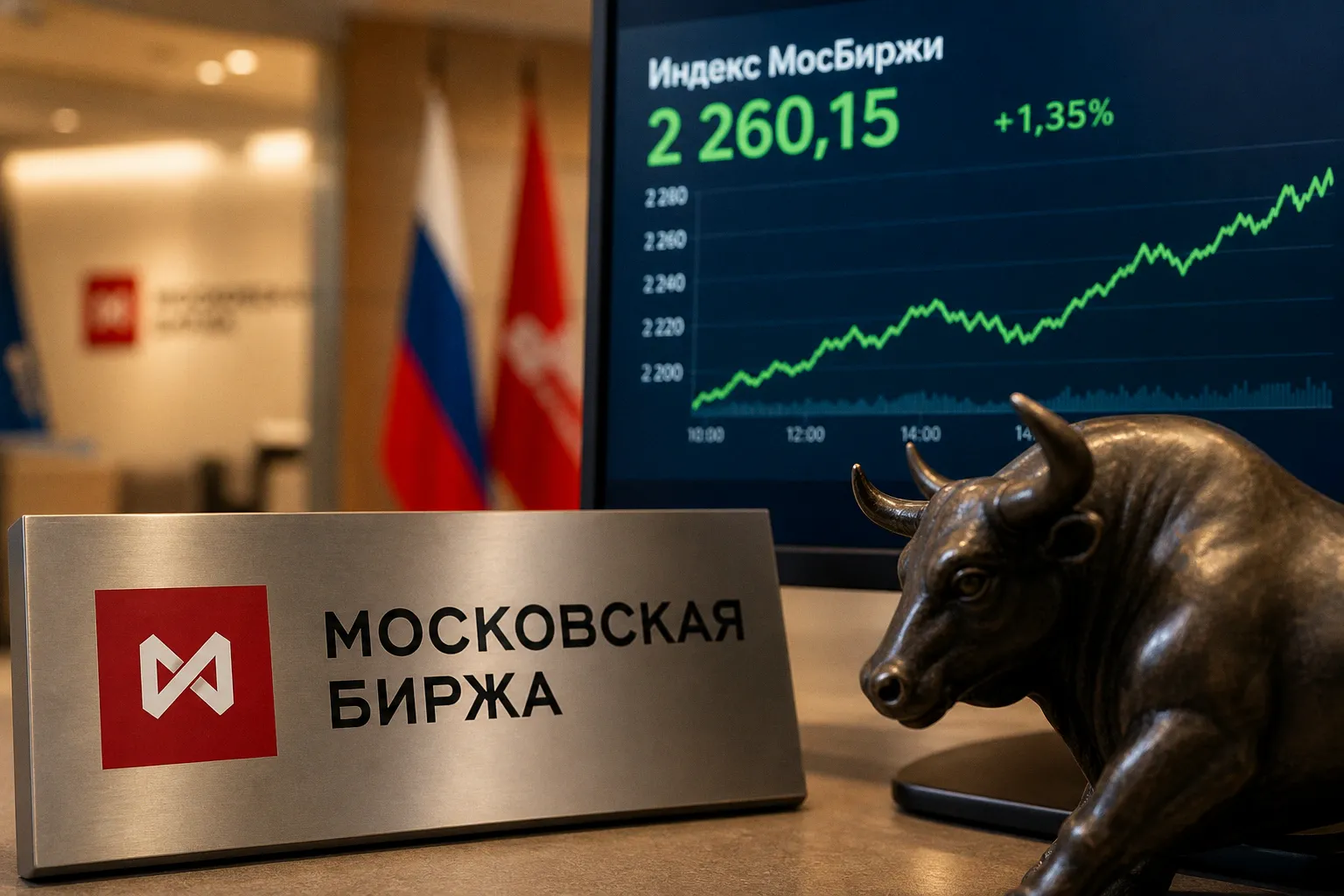 Индекс МосБиржи преодолел отметку 2260 пунктов на фоне ослабления рубля